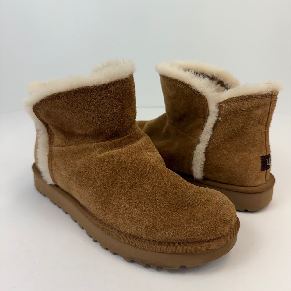 UGG Classic Ultra Mini Fluff Boots Chestnut Suede 1103745 Womens 11